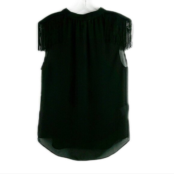 BCBGeneration - Sheer Black Fringed Top - Size Medium - Picture 3 of 6
